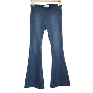 Free People Flare Leg Jeans Women 27x33 Blue Denim Pull On Stretch Boho Festival